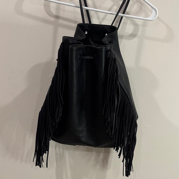 Victoria's Secret Handbags - Victoria's Secret Black Fringe Backpack